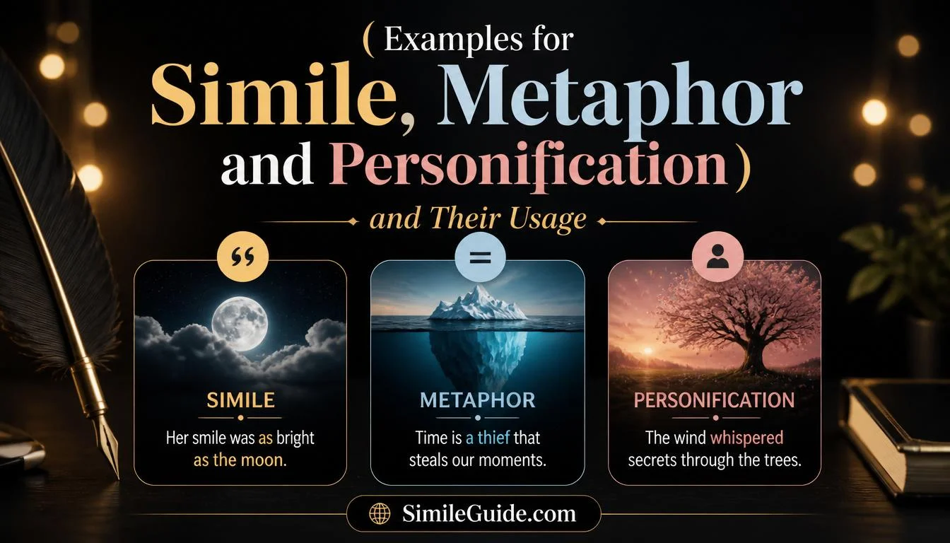 examples for simile metaphor and personification